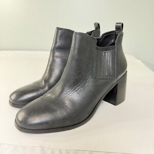 Lucky Brand Debruh Black Leather Block Heel Ankle Boots LK-DEBRUH Womens 9M